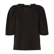 InWear Svart Blus med Volangdetaljer Black, Dam