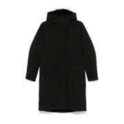 Save The Duck Svart huva jacka med faux-shearling foder Black, Dam