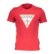 Guess Röd Bomull T-Shirt, Slim Fit, Logo Print Red, Dam