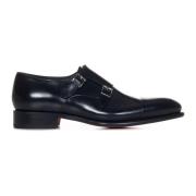 Santoni Svarta läderskor med snörning Black, Herr