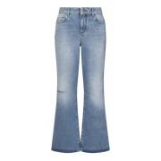 Balmain Blå Flared Jeans med Lejonknapp Blue, Dam