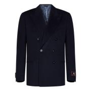 Etro Marinblå Kasmir Dubbelknäppt Blazer Blue, Herr