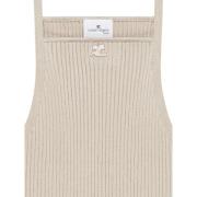 Courrèges Ribbstickad Logotyp Topp Beige, Dam