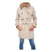 Dekker Beige Parka Trench Coat Beige, Dam