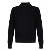 Brioni Svart Stickad Tröja 3D Väv Black, Herr