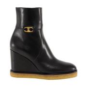 Celine Wedge Ankelboots med Logo Black, Dam