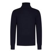 Emporio Armani Blå Kaschmirtröja med Mikro Örn Broderi Blue, Herr