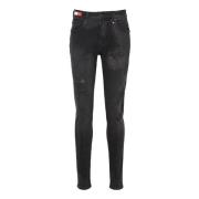 Carlo Colucci Vintage Slim-Fit Destroyed Jeans med Logopatch Cecchelin...