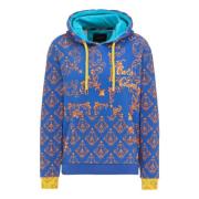 Carlo Colucci Färgglad Barockmönster Hoodie Blue, Dam