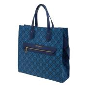 Carlo Colucci Elegant Totebag med Logoprint Blue, Dam