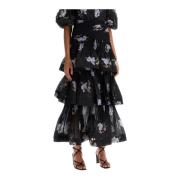 Zimmermann Blommig Plisserad Ruffle Midi Kjol Multicolor, Dam