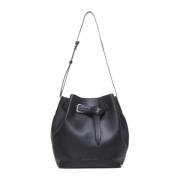 Brunello Cucinelli Svart Läder Bucket Bag med Justerbar Rem Black, Dam