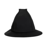 Yohji Yamamoto Svart Ull Fyrkantig Krona Hatt Black, Dam