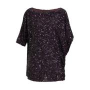 Marina Rinaldi Asymmetrisk Lila Blus med Gnistrande Detaljer Purple, D...