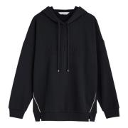 Max Mara Mörkblå Logo Hoodie Tröja Black, Dam