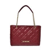 Moschino Röd Läder Shopper Väska Red, Dam