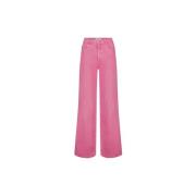 Fabienne Chapot Broderade Blommiga Wide Leg Jeans Pink, Dam