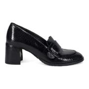 DEL Carlo Svarta Patentloafers med Blockklack Black, Dam