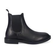 Antica Cuoieria Svarta Chelsea Boots Klassisk Stil Black, Herr