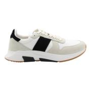 Tom Ford Kanvas Sneakers Elfenben Svart Mocka White, Herr