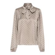 Kaffe Elegant Blus med prickar Gray, Dam