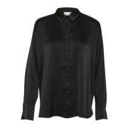 Kaffe Elegant svart djup skjortblus Black, Dam