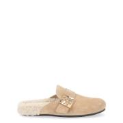 Tory Burch Shearling Mule Slip-On Sko Brown, Dam