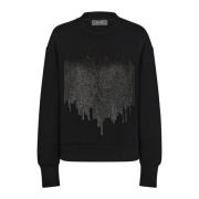 MOS Mosh Svart Glam Sweatshirt med Paljett Detaljer Black, Dam