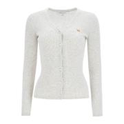 Maison Kitsuné Baby Fox Cardigan i Slim Fit Gray, Dam