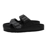 Birkenstock Svarta lädersandaler Bekväm fotbädd Black, Herr