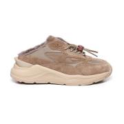 D.a.t.e. Sneakers i mesh och mocka, sabotstil Beige, Dam