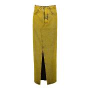 MM6 Maison Margiela Lång Denimkjol Senapsgul Tvättad Yellow, Dam