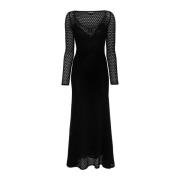 Tom Ford Svart Virkad Maxi Klänning Elegant Black, Dam