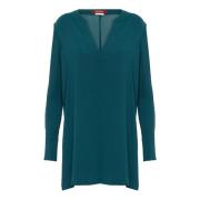 Max Mara Studio Elegant V-ringad Blus Green, Dam