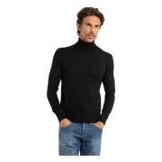 Gran Sasso Svart ull turtleneck tröja Black, Herr