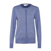 Saint Tropez Stickad Cardigan i Colony Blue Blue, Dam