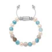 Nialaya Women's Beaded Bracelet with Aquamarine, Pearl, and Labradorit...