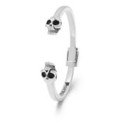 Nialaya Men's Silver Skull Bangle Gray, Herr