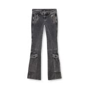 Diesel Flared Denim Jeans med dragkedjefickor Gray, Dam