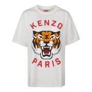 Kenzo Tiger Print Oversized Tee White, Dam