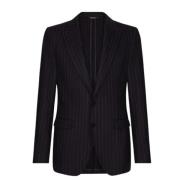 Dolce & Gabbana Pinstripe Ullblandning Blazer Jacka Black, Herr