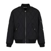 Palm Angels Quiltad bomberjacka med applikationslogo Black, Herr