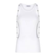 The Attico Metall Logo Jersey Topp White, Dam