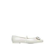 Salvatore Ferragamo Zina Ivory Ballet Flats Beige, Dam