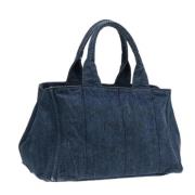 Prada Vintage Pre-owned Canvas handvskor Blue, Dam