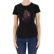 Liu Jo Djur Strass Svart T-shirt Black, Dam