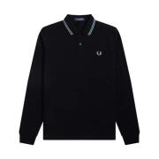 Fred Perry Randig långärmad bomullspolo Black, Herr