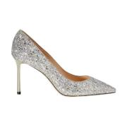 Jimmy Choo Glittrande Silver Brokadklackar Gray, Dam