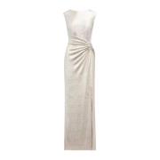 Ralph Lauren Metallisk stickad maxi klänning Gray, Dam