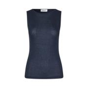 Modström Navy Blue Ärmlös Jersey Topp Blue, Dam